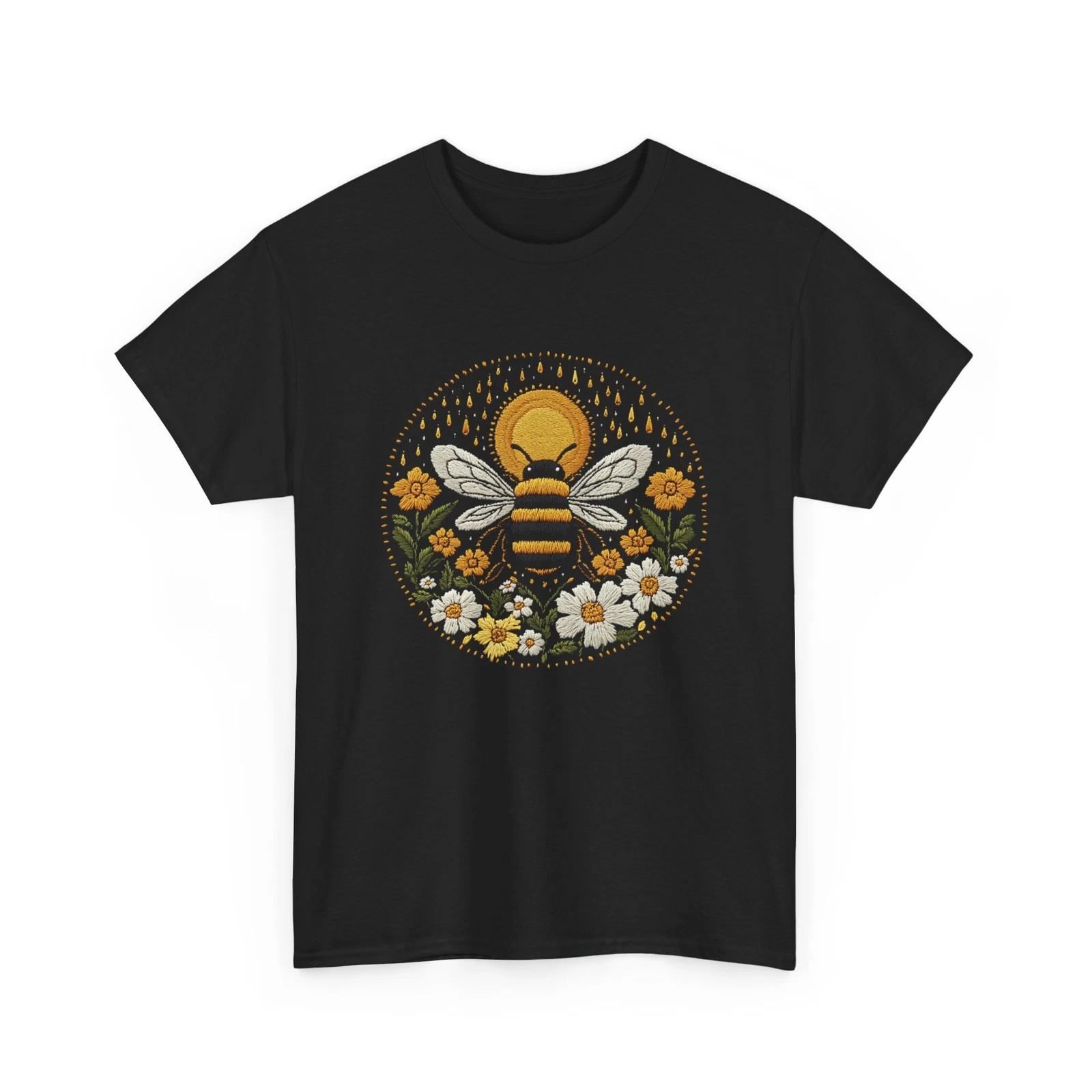 

Bee T-Shirt | Save the Bees Shirt | Honeybee | Embroidered Bee Flowers Boho Sun S