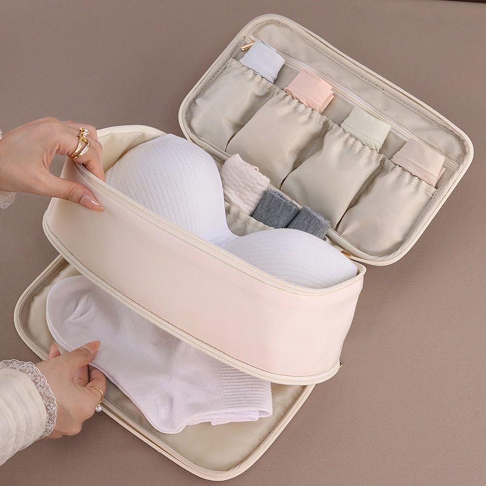 Cute Cat Travel Bra Organizer Double Layer Travel Storage Bag Durable Sock Packaging Bag  Travel