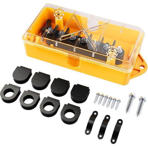 MECMO 7 Way Trailer Wire Junction Box Clear Cover Color-Coded 7 Pin Terminal Studs, Heavy Duty 7 Gang Trailer Wiring Connector Weatherproof