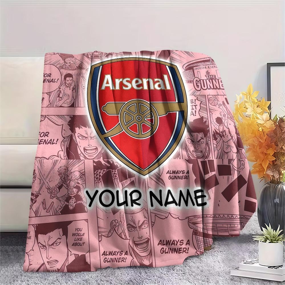 Custom Name Arsenal Flannel Blanket, High Quality Comfortable for All Seasons, Home Decor, Warmth and Comfort