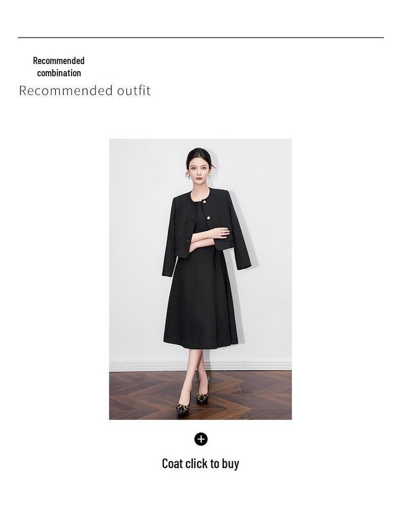 French High-End Square Neck Sleeveless Midi Dress with Waist-Gathering