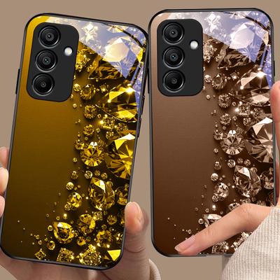Vollständige Diamanten Für Samsung Galaxy A15 5G 54 4G 51 50 24 35 90 71 12 51 53 52S 80 22 34 Schwarze Handyhülle aus gehärtetem Glas