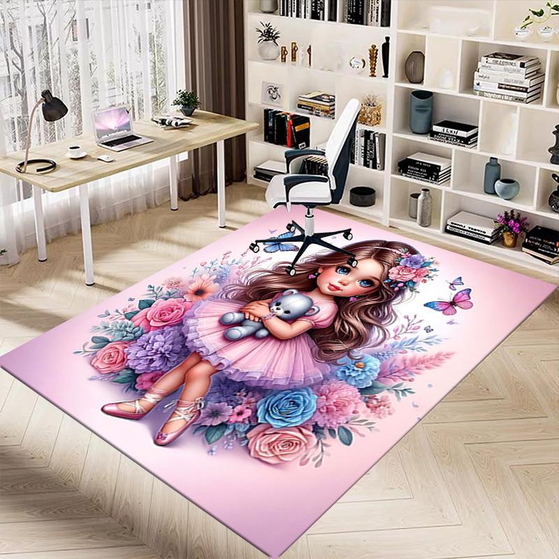 1PC Flower Butterfly Anti-slip carpet, suitable for Office, bedroomand playrooms. It can also be used as a sofa footrest cover-R26