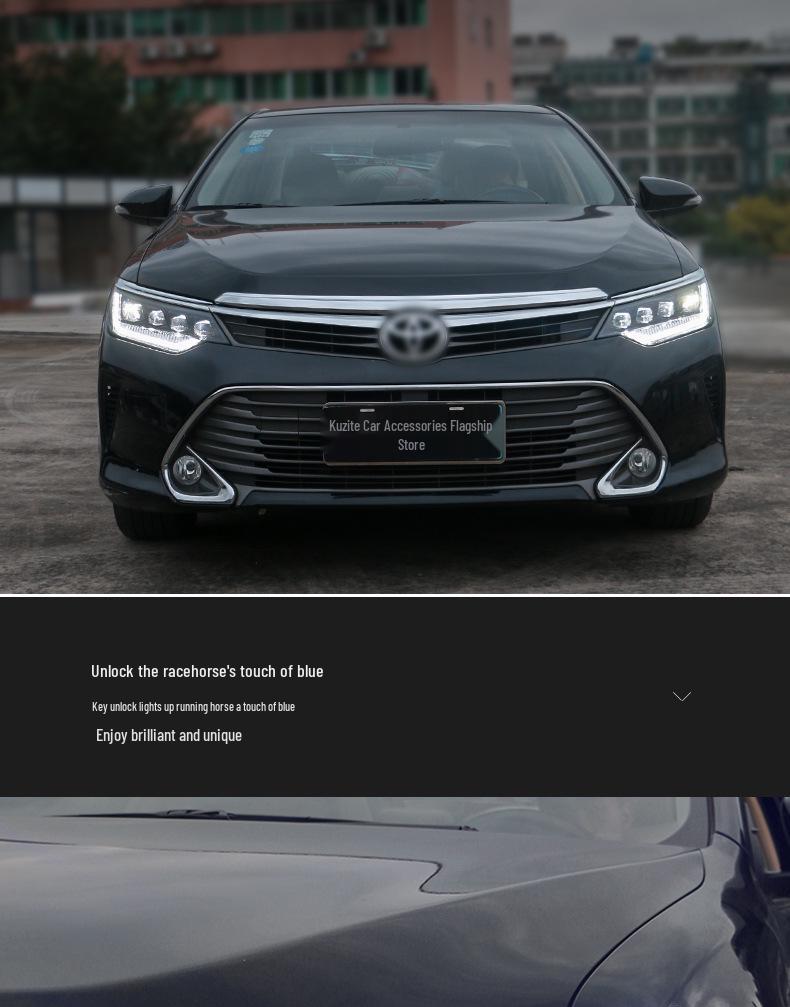 LED Headlight Assembly with Crystal Lens for 2015-2017 Toyota Camry - Includes Daytime Running Light