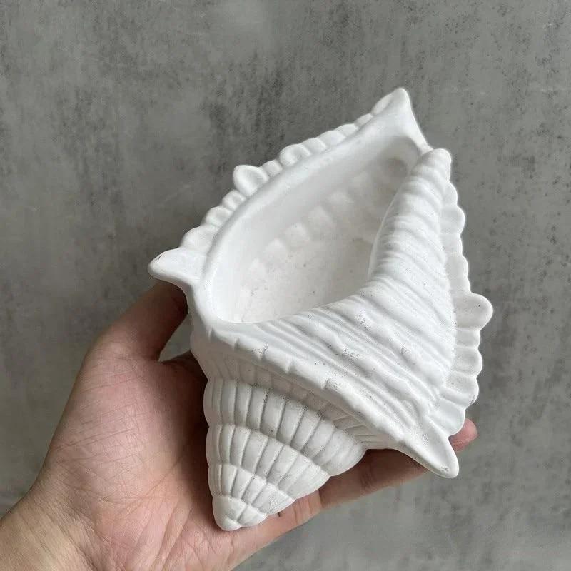 Creative Shape Handmade Molds Conch Potted Flower Pot Mould Succulent Flower Pot Mold Gypsum Plaster Resin Concrete Molds