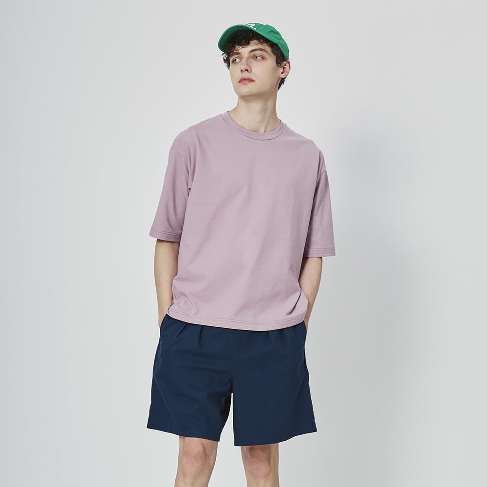 Gunze MCB313 Beige Sleeve UV Protection Size L Men's 5/4 T-Shirt, Moisture-Wicking, Quick-Drying,