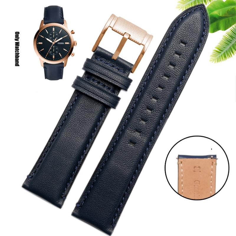 Genuine Leather 22mm Watch Strap for FOSSIL FS4835/FS5237/ME3052/FTW1114 Cowhide 20mm Watch Band Replace Waterproof Bracelet Men