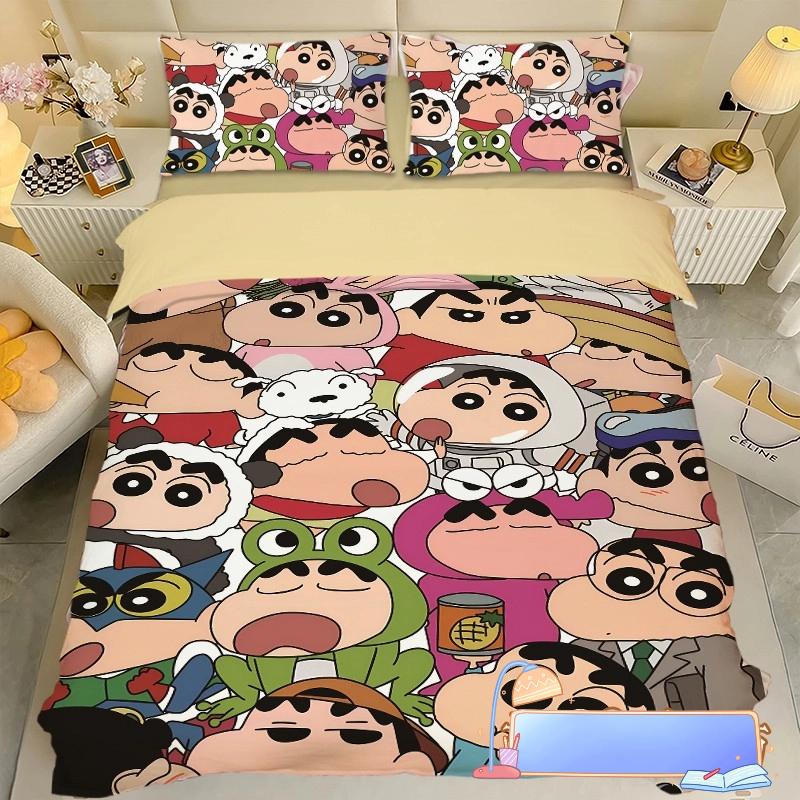 

Boy Girl Crayon Shin-chan Bedding Set Pillowcase 2/3/pcs Shin-chan Duvet Cover Adult Children Gift Single Double Large Size 100x135cm-2pcs