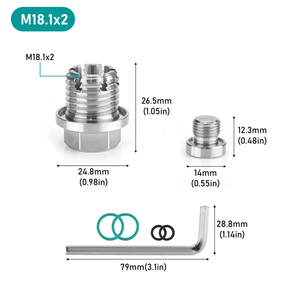 Übergröße piggyback Öl ablassschraube M12.1-1.25/1.5/1.75x 15mm Edelstahl Selbstschneidend Ölwanne Gewinde Reparatur Kit mit O-Ring