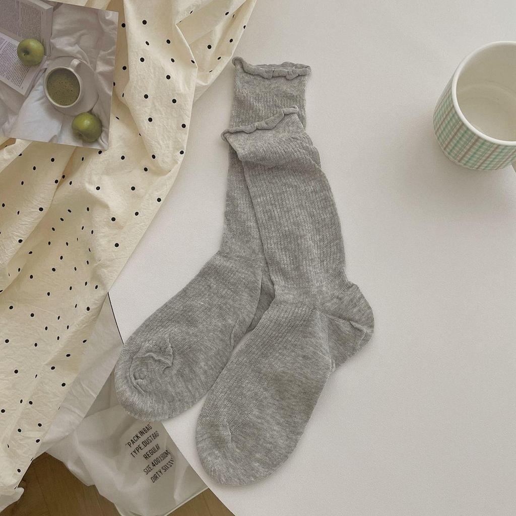 Japanese Ballet Style Women's Mid-Calf and Over-the-Knee Mesh Socks – Spring and Summer Breathable Sweet Scrunch Design.
