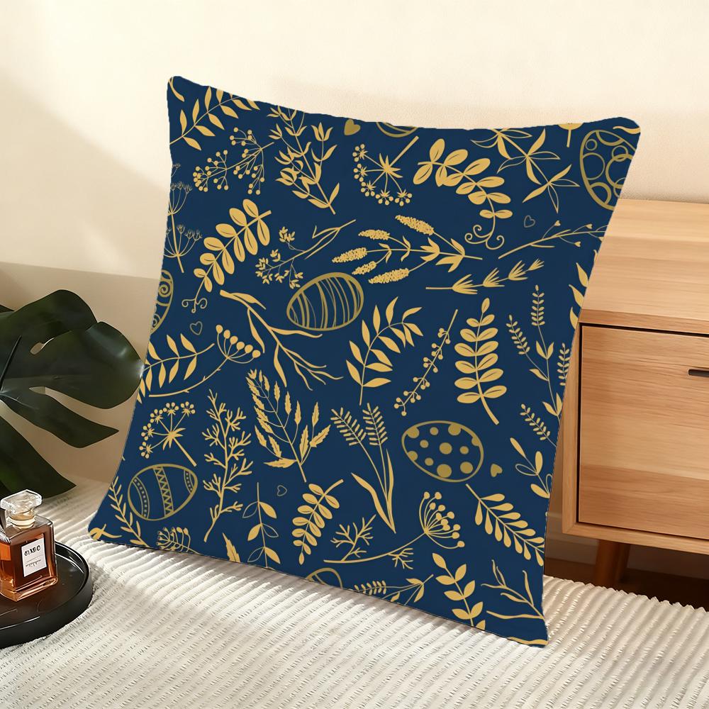 Happy Easter Cushion Cover Soft Short Plush Pillow Cover Smooth Cozy Texture Aesthetic Cushion Case Home Decor