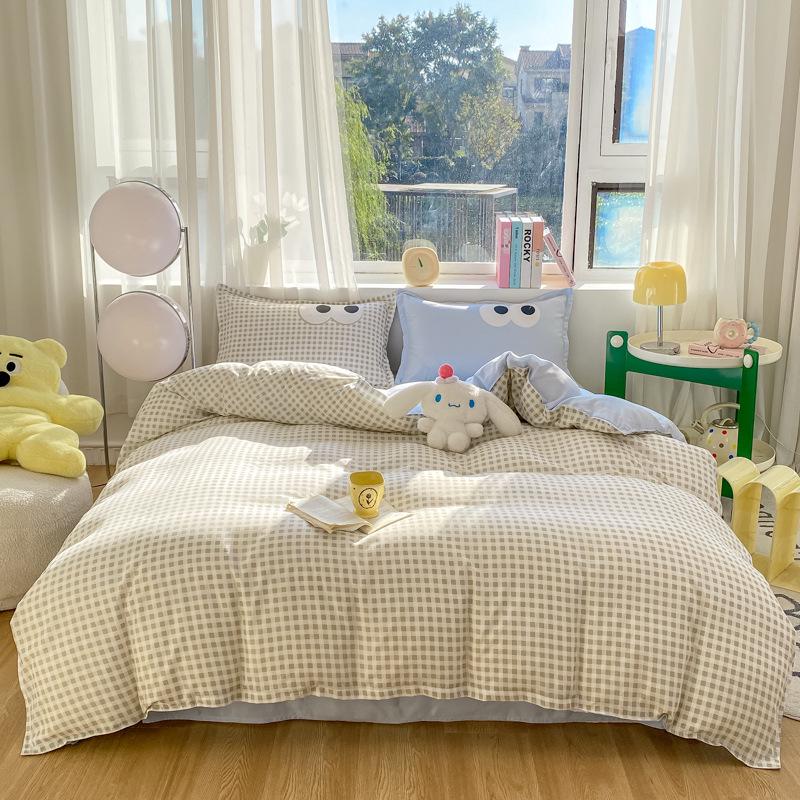 

Бесплатная доставка Новый набор постельного белья из стираного хлопка из 4 предметов Алоэ для студенческого общежития 2.0m: 200*230, 230*230, 48*74*2