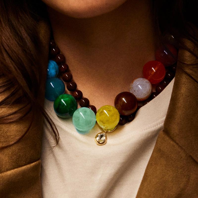 Bunter Acryl-Farbperlen-Anhänger Perlenkette Dopamin Böhmischer Stil Halskette Für Frauen Party Und Tägliches Tragen