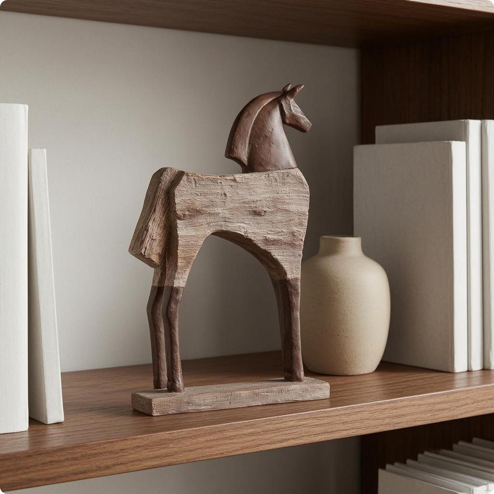 Standing Tabletop Ornament Understated WoodGrain Animal Figurine Horse Horse