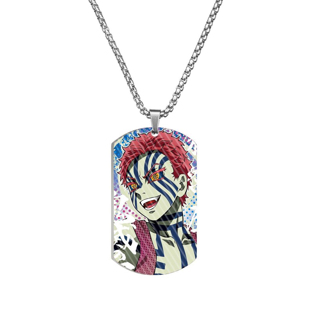 Demon Slayer Kimetsu No Yaiba Tanjiro Nezuko Stainless Steel Color Printed Dog Tag Necklace Anime Cosplay Accessory Gift For