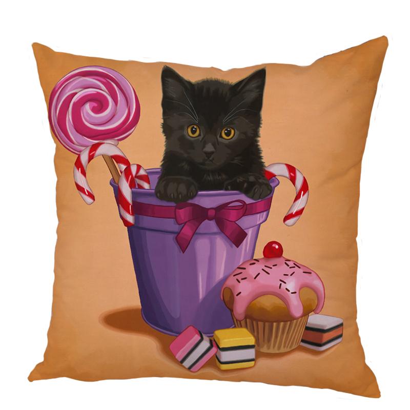 Color Cute Cartoon Dog Square Pillow Cushion Cover Car Sofa Office Chair Polyester  Case Home Decor Ornament