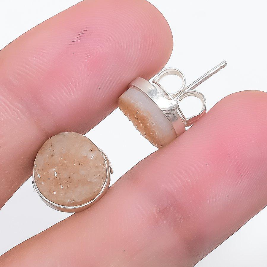 Titanium Druzy Gemstone Handmade Tops 925 Sterling Silver Earring KJ-1470
