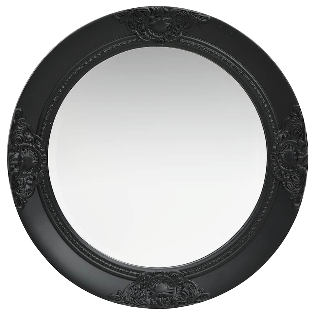 Baroque Style Wall Mirror 50 cm Black