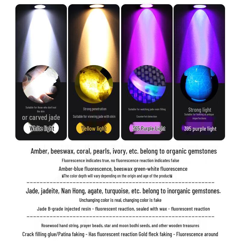 SHENYU Rechargeable Multi-Color Jade & Jewelry Inspection Flashlight