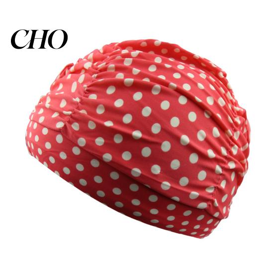 Soft Swim Cap Cloth Swimming Pool for Women, Breathable Colorful Ruffle Women Cap, Elastic Ear Protection Short Long Hair Bathing Hat Fashion Print