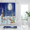 1Pc Waterproof Shower Curtain With Hooks Christmas Snow Scene Bathtub Curtain Soft Floor Rugs Non-Slip Bath Mat Bathroom Decor