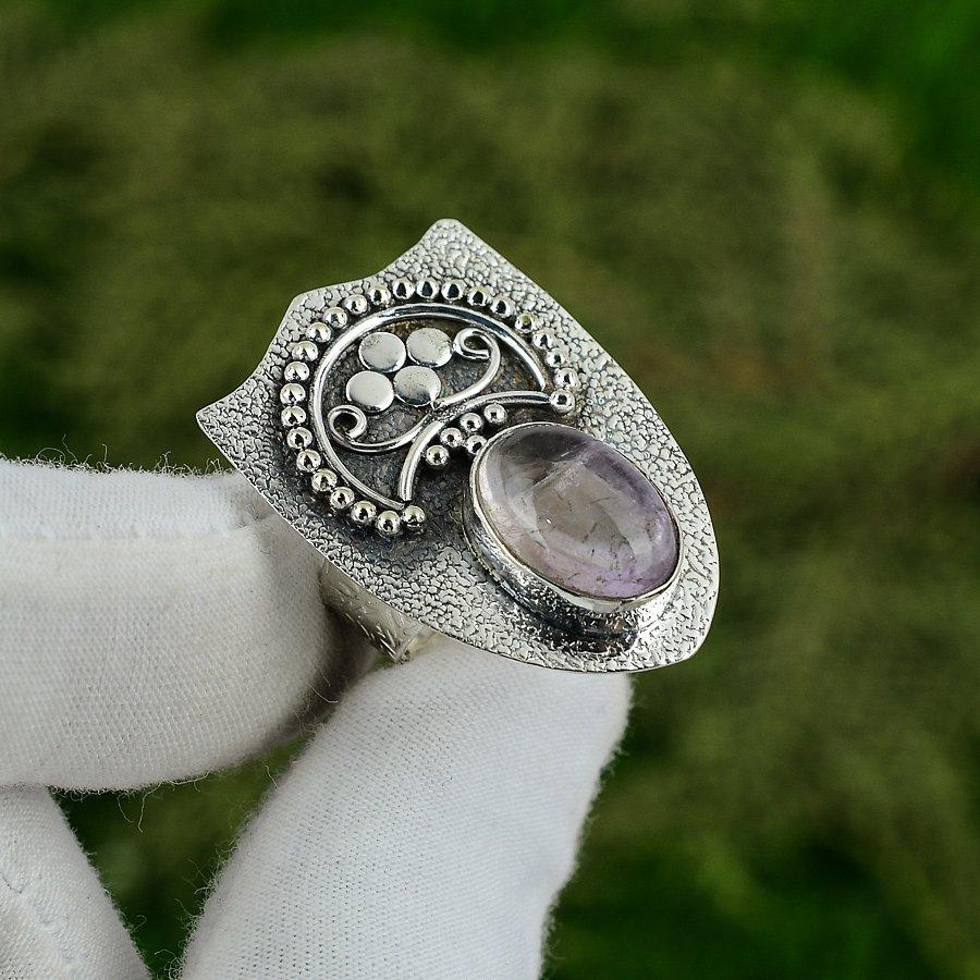Natural African Amethyst 925 Sterling Silver Wife Promise February Ring Jewelry Adjustable