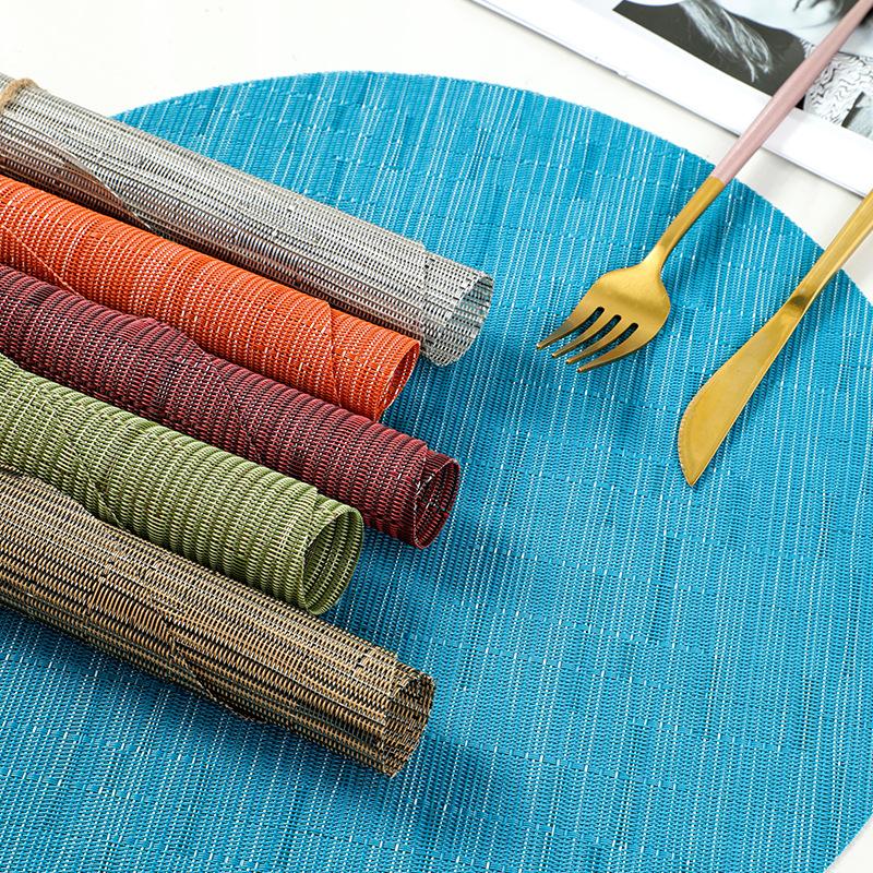 Europese 11cm ronde pvc placemat bamboe patroon huisisolatie westerse eettafelmat hotel teslin placemat onderzetter