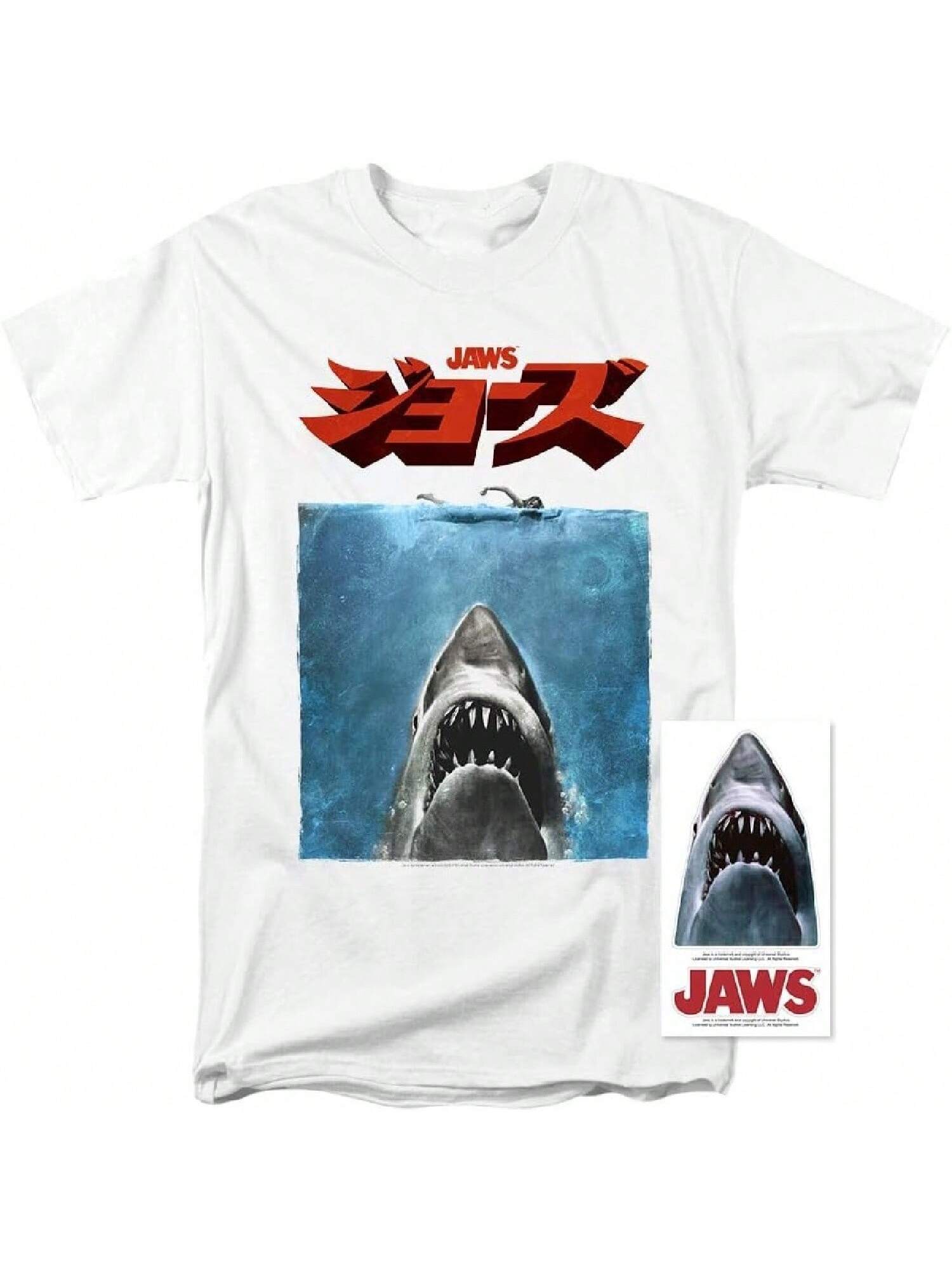 Popfunk Classic Jaws Shark Movie Original Japanese Poster T Shirt & Stickers Unisex Adult T Shirt S