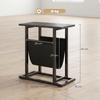 Side Table With Fabric Pocket Coffee Table With Steel Frame Compact Sofa Table Black