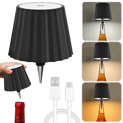 LED Weinflaschenlampe LED Tischlampe Wiederaufladbar 3 Farben Dimmbar Pridola Flaschenlampe Touch-Steuerung für Familie Restaurant & Bar