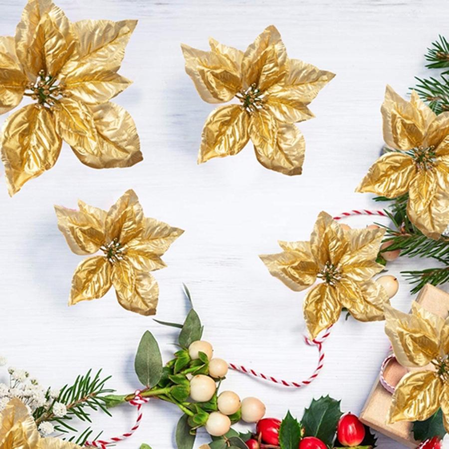 5/10 PCS Artificial Flower Gold Wedding Needlework Home Room Wreaths Decoration Christmas Tree Garland Outdoor Yard Atmosphere