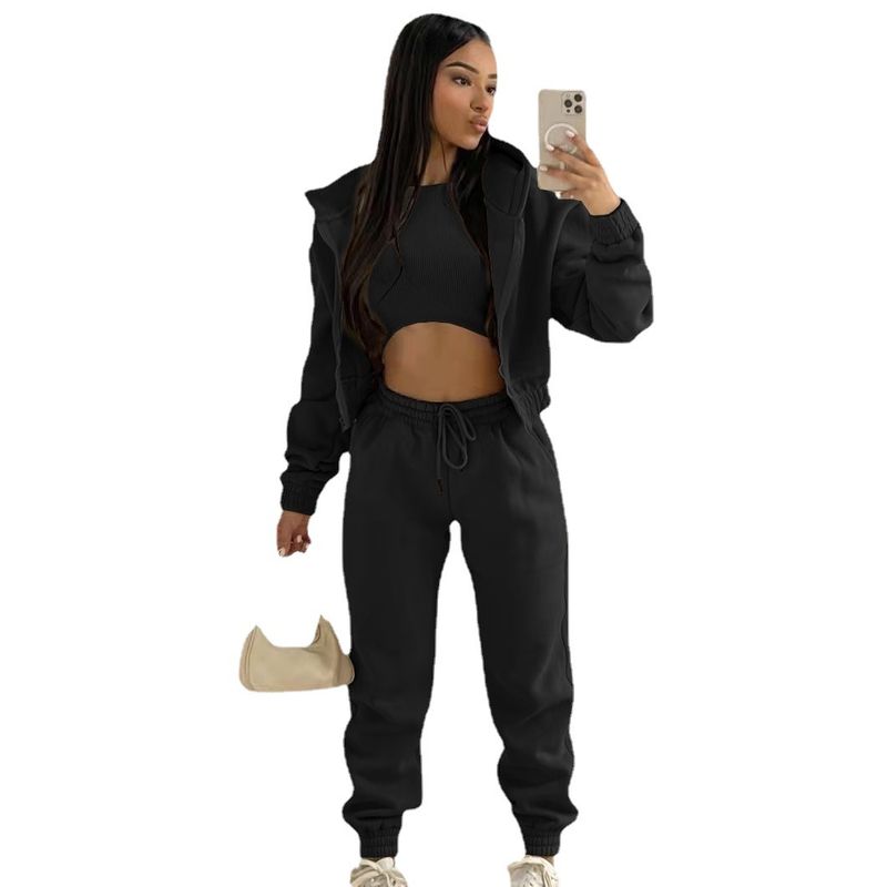 Fashion Three Pieces Set New Western Style Hoodie Vest Pants Casual Three-Piece Set