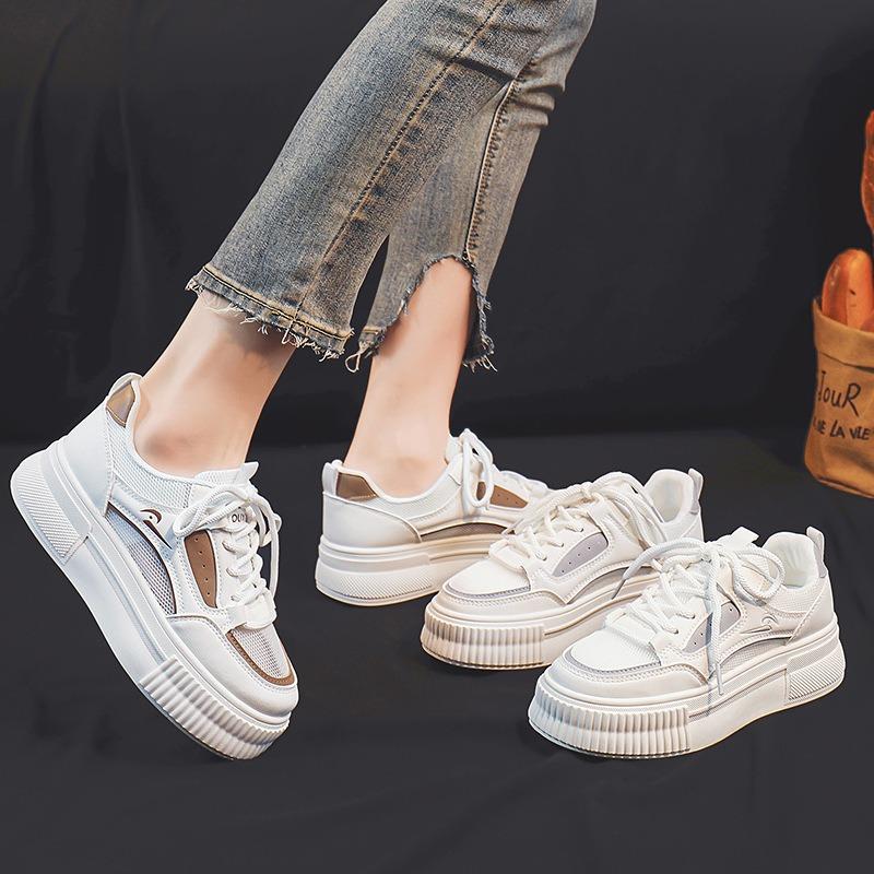 thick-soled mesh white shoes women show high spring and summer new casual board shoes niche net shoes 0