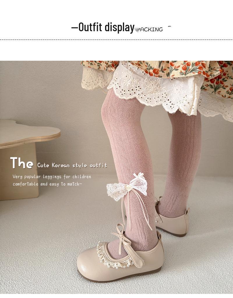 New Spring/Summer Kids' Lace Bowknot Leggings - Cute and Versatile Girls' Tights