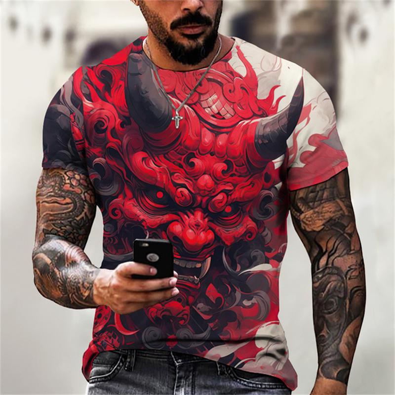Japan Samurai Print T Shirt For Men Summer Hip Hop Trend Harajuku Streetwear Casual O-neck Short Sleeve Tops Fashion Loose Tees