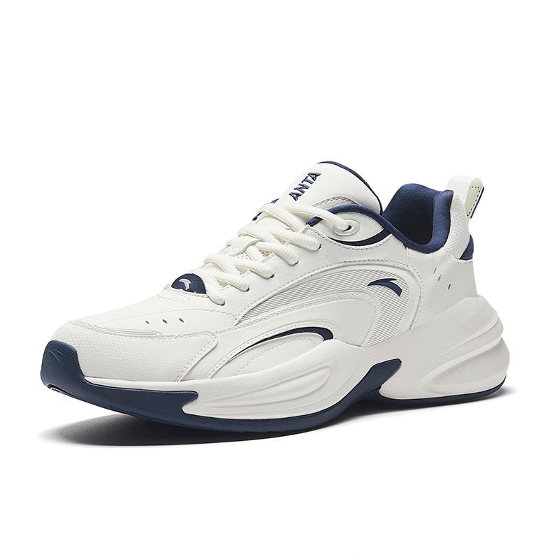 Anta Ace Retro Running Non-Slip Durable Low-Top Sports Casual Shoes Men Sneakers White Dark-Blue 912528802F-1