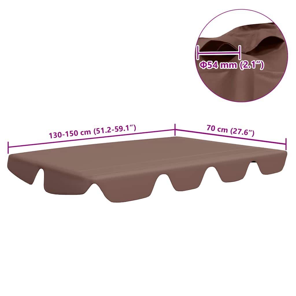 vidaXL Replacement Roof for Hollywood Swing Brown 150/130x105/70 Cm