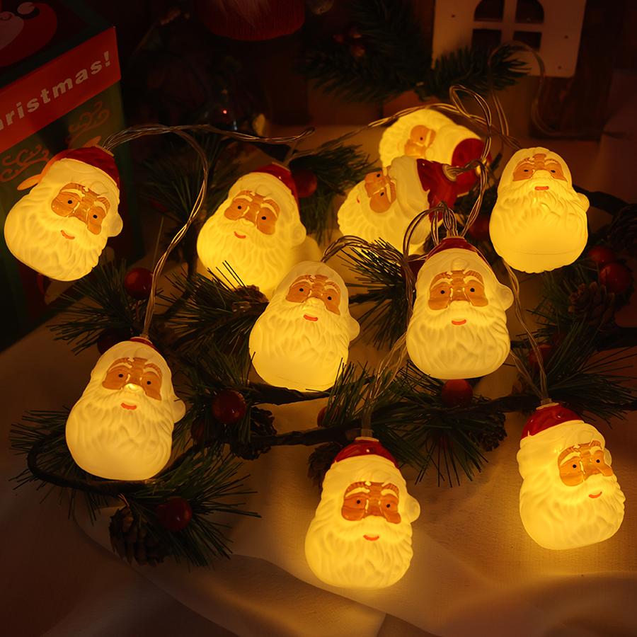 

Christmas lights, LED light strings, outdoor decorative atmosphere lights, Santa Claus shaped colored lights 1.5m 10led-battery теплый белый