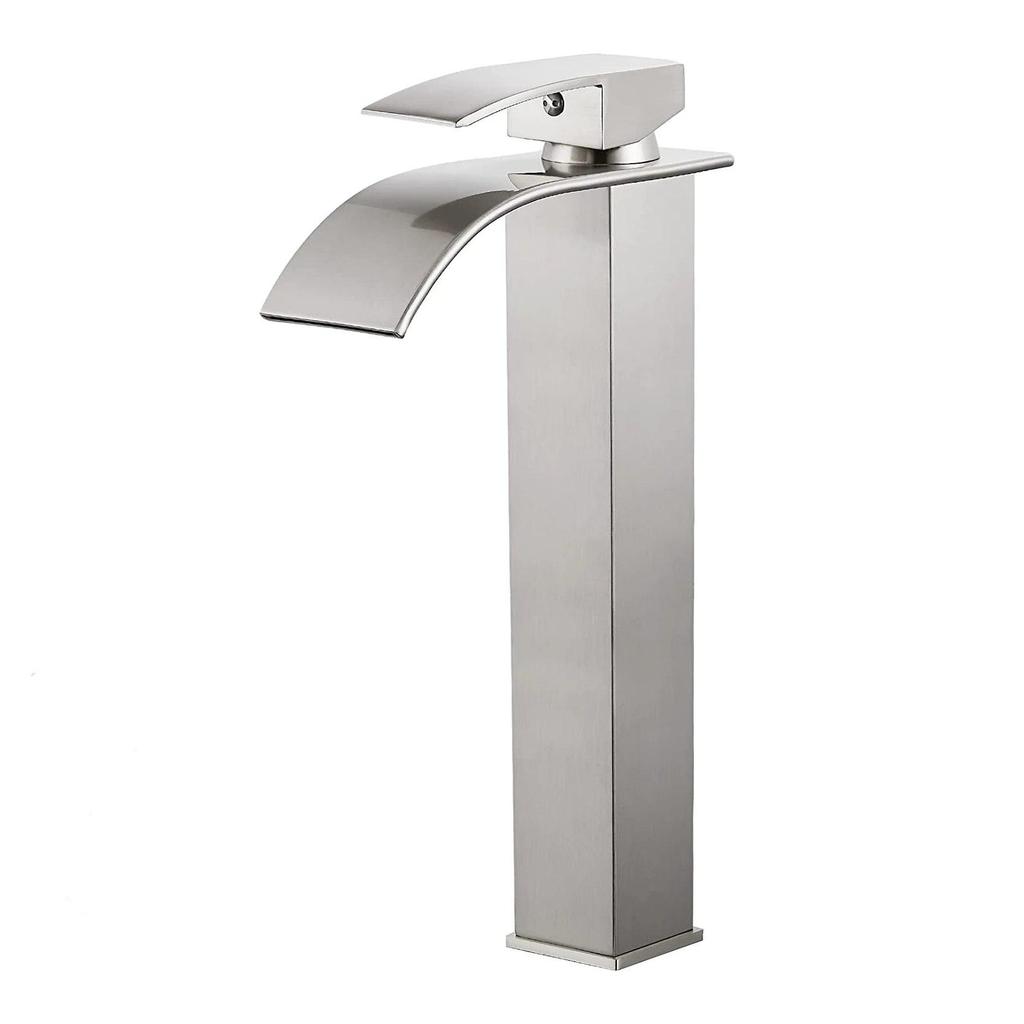 G1/2 Basin Faucets Brass Gold Elegant Waterfall Bathroom Sink Faucet Single Lever Hole Deck Mount Big Square Spout Mixer Taps