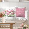 Set of 4 Pink Bicycle Tulip Spring Throw Pillow Covers, Suitable for Bedding And Sofas In The Bedroom