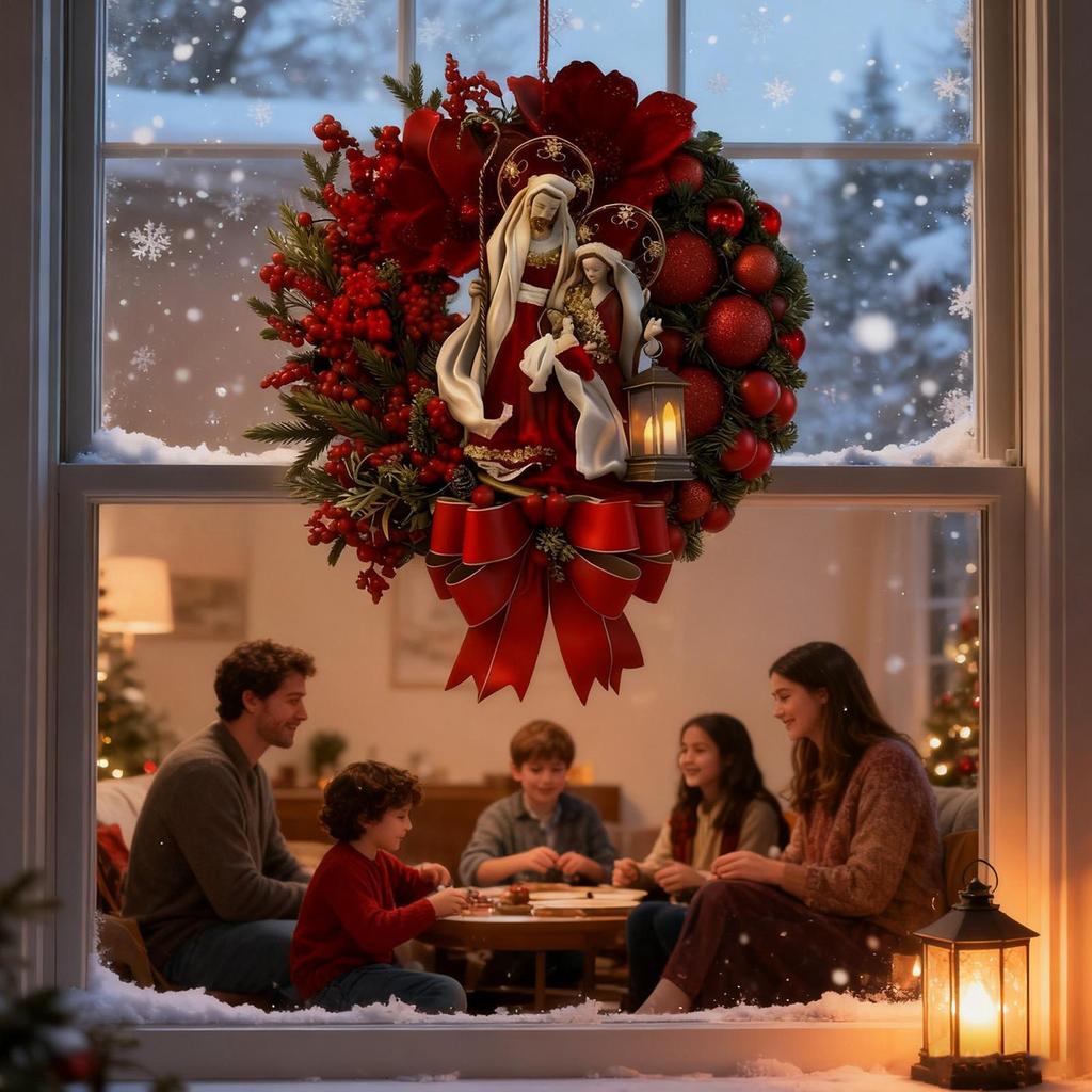 Artificial Christmas Wreath Winter Holiday Home Decorations Red Berry Christmas Wreath For Indoor Outdoor Window Wall Fireplace
