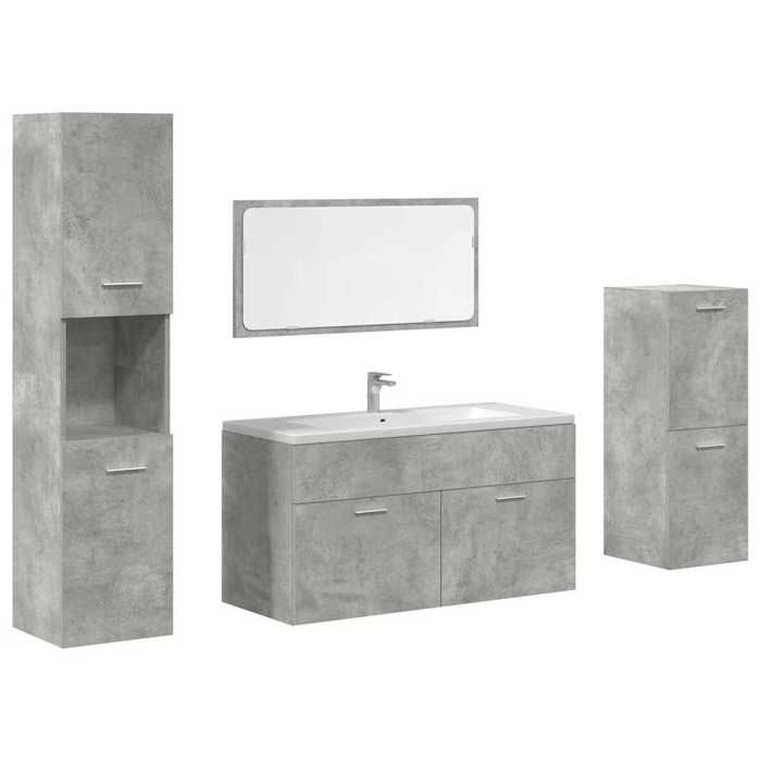 VidaXL Bathroom Furniture Set 4 Pcs Concrete Grey, Bathroom Cabinet, Bathroom Cupboard, Furniture 3324866