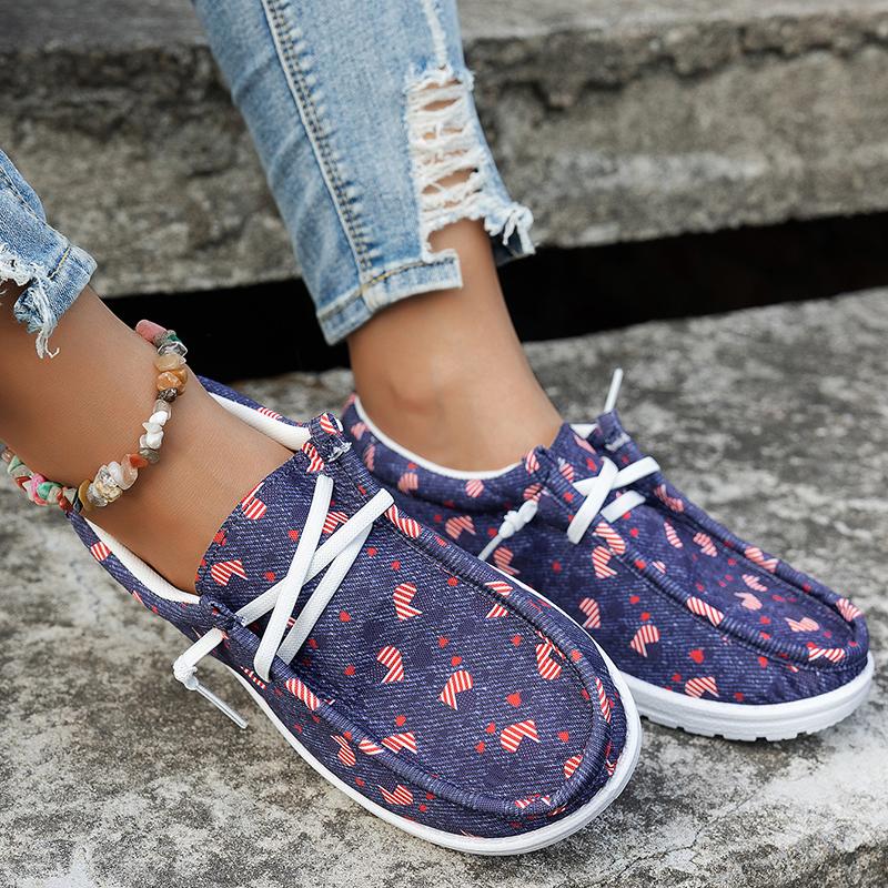 Fashion Fashion Floral Printed Casual Canvas Shoes for Women Lightweight Lace Up Ladies Flat Shoes Comfort Soft Sole Walking Shoes Woman