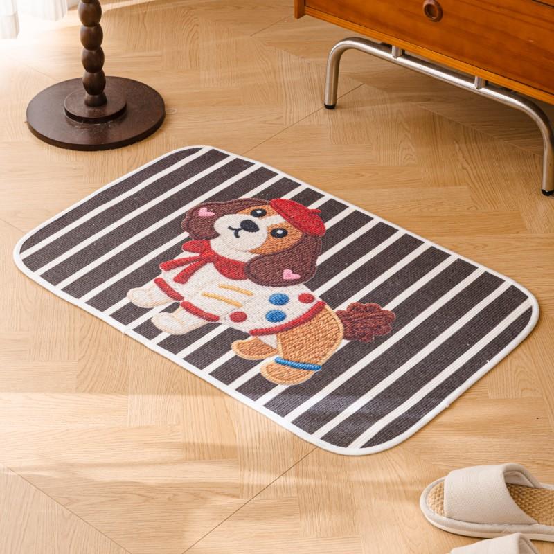 Non-Slip Design Dog Rabbit Floor Rugs for Bathroom Entrance Bedroom Balcony Quick-Dry Decor Carpets Vintage Bath Mat Absorbent
