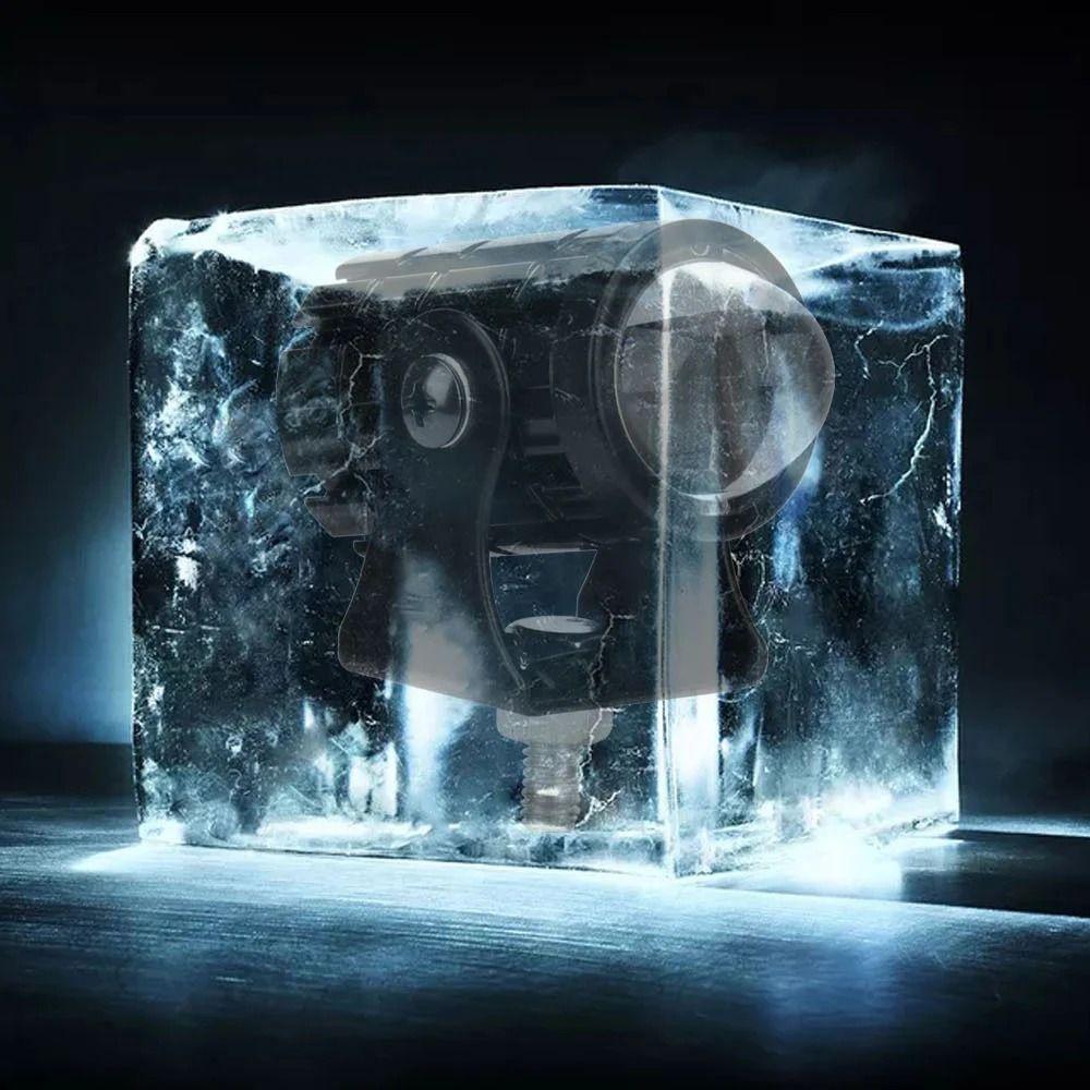 2Pcs Dual Color Light Auxiliary Spotlight Lamp LED Headlight Projector Scooter Lighting