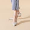 2024 New High-heeled Shoes Can Be Worn Daily with Pointed-toe Single Shoes Women's Medium-heeled One-line Bridesmaid Shoes
