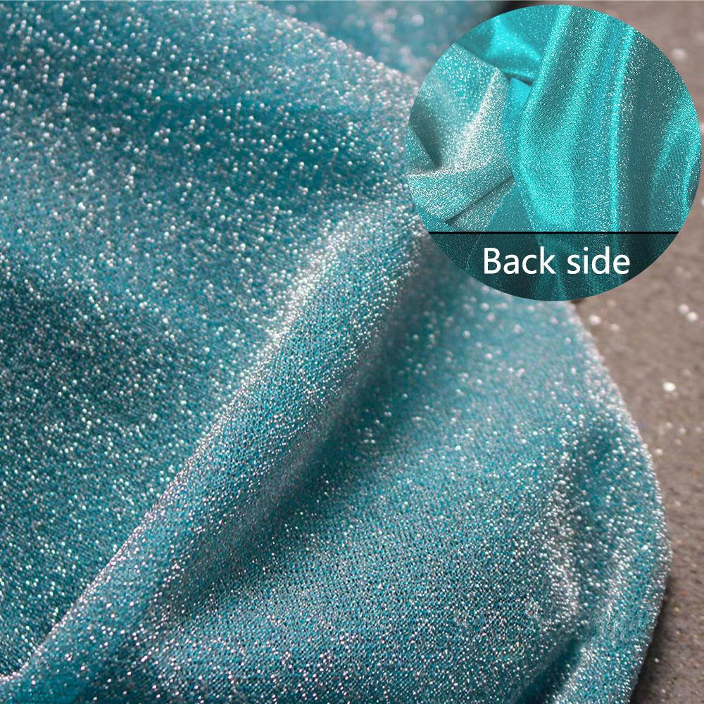 

50cmX150cm Glitter Knitted Stretch Fabric For Crafts Handmade Dolls Quilting Stage Costume Evening Dress Wedding Christmas Decor 50cmX150cm світло-синій колір