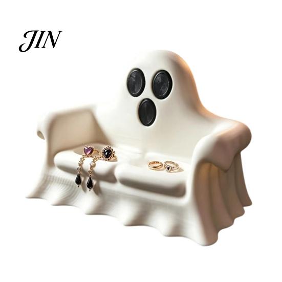 Unique Home Decorations 3D Printed Ghost Pumpkin Sofa Ornaments, Spooky Cute Halloween Desk Decor Tray, Haunted Accessories House Shelf Ornament