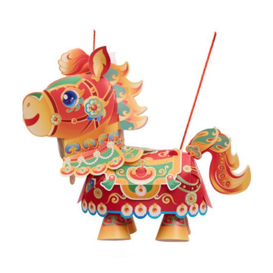 Hästens År Ljusmaterialpaket DIY Ljuskit med Roterande Huvud Rörliga Delar Och Inbyggda Ljuseffekter Traditionell Zodiac-Dekoration