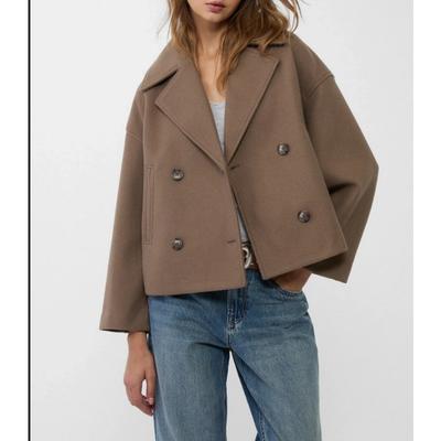 Autumn Winter Solid Color Turn Down Collar Casual Fashion Cardigan Blazers Women Buttons Coat Jacket Top